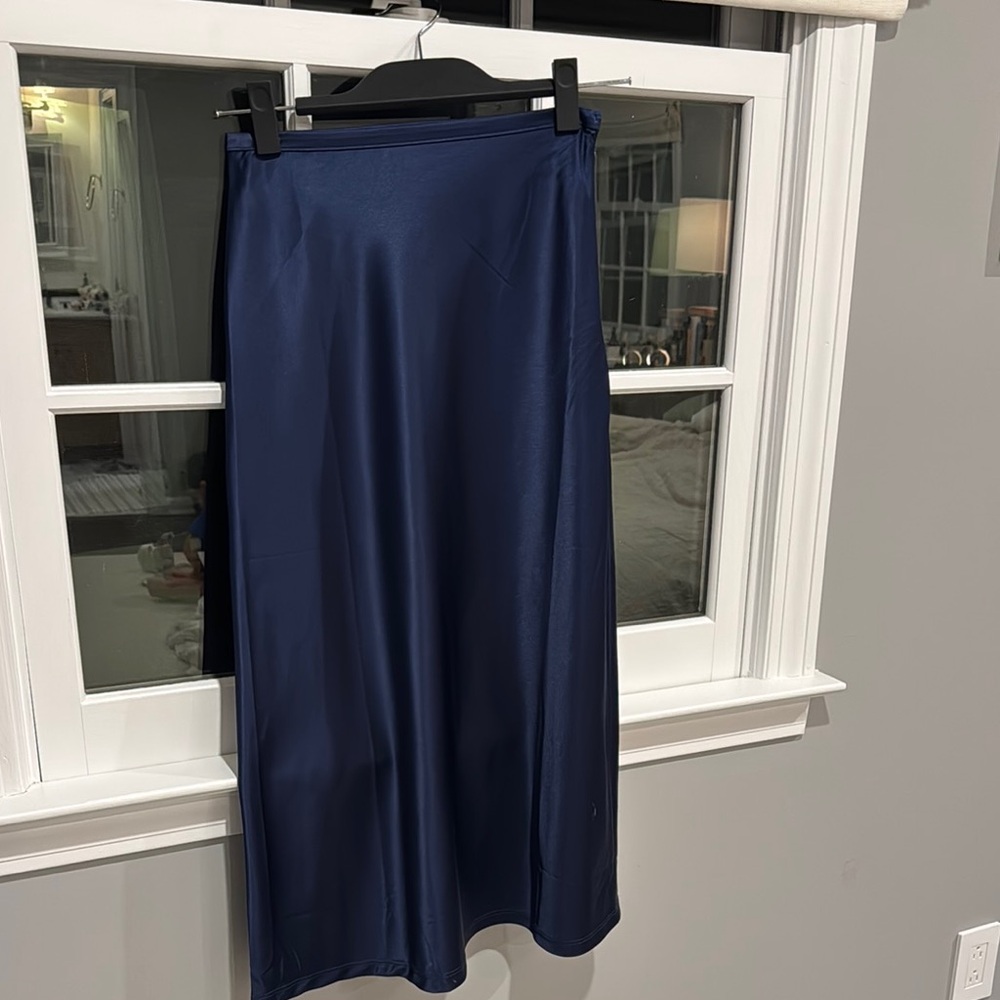 Elevated Navy Satin Women's Skirt - Lioness, XS - Picture 2 of 5